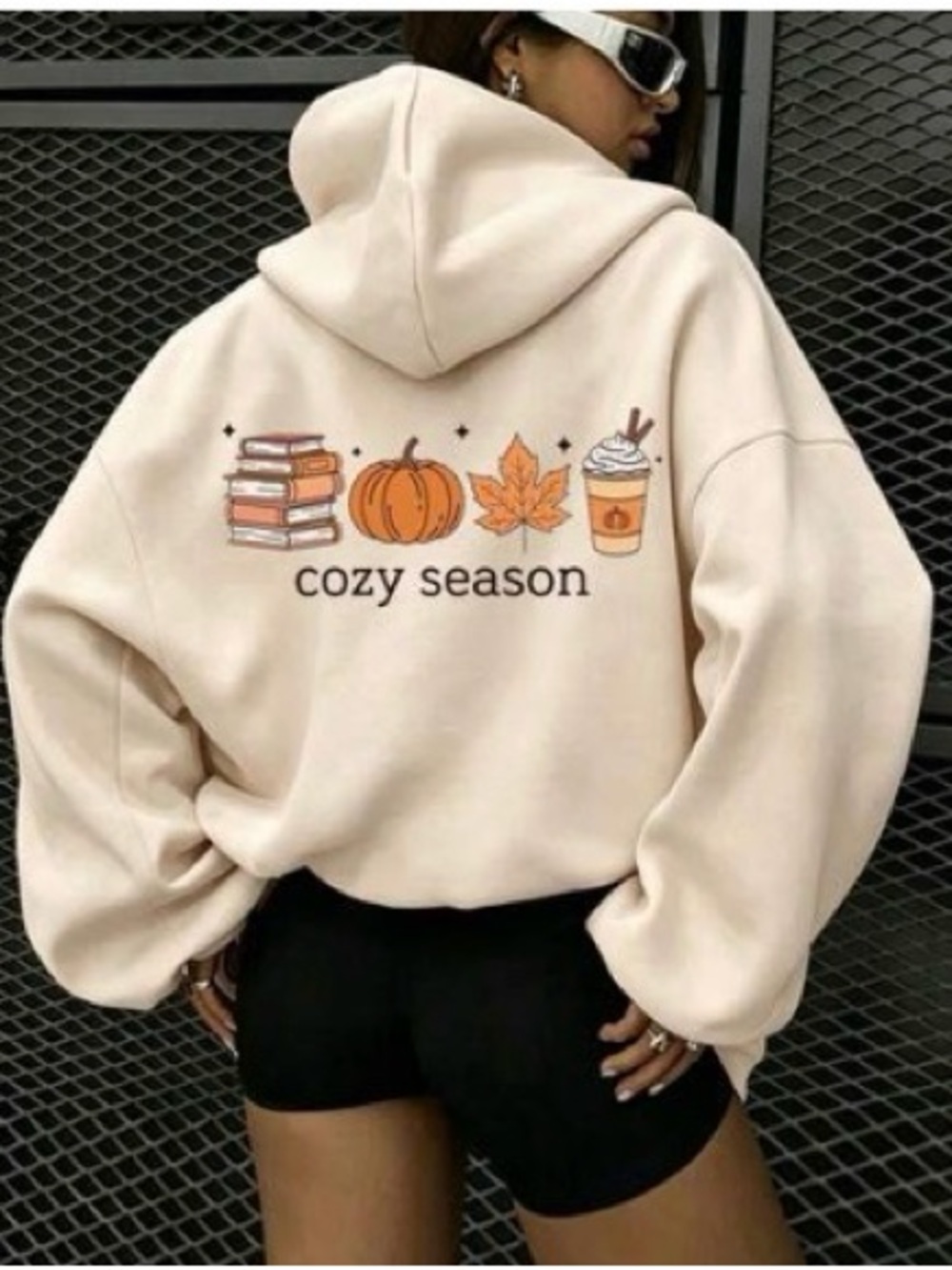 Cozy Season Cream Graphic Hoodie - Women brand new